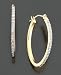 14k Gold Diamond-Accented Oval Hoop Earrings