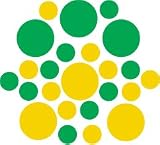 Set of 90 - Yellow / Kelly Green Circles Polka Dots Vinyl Wall Graphic Decals Stickers