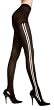 New Black and White Opaque Tights with Side Stripes