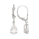 14K White Gold 2 ct. Cubic Zirconia Teardrop Shaped Dangle Earrings