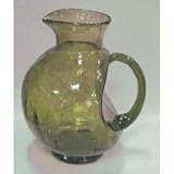 AMBER BELLY PITCHER/VASE - DECO AMBER GLASS BELLY PITCHER/VASE