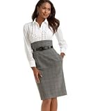 Maggy London One-Piece Ruffled Shirt with Plaid Skirt Dress