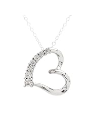 DiAura Sterling Silver Diamond-Accent Open Heart Pendant Necklace