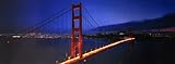 Poster Golden Gate Bridge - Brücke San Francisco am Abend / bei Nacht - Panoramaposter / Langbahnposter - Größe 158 x 53 cm