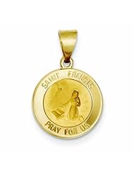 14K Gold Polished and Satin St. Francis Medal Pendant