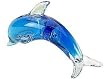 ART GLASS MINI DOLPHIN FIGURINE - HAND CRAFTED ART GLASS 3.75 INCH MINI DOLPHIN FIGURINE