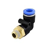 uxcell クイックフィッティング プラスチック 真鍮材質 クイックカプラ 9.55mmマレねじ エルボーコネクタ