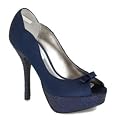Red Herring Special Edition - Navy satin peep toe sandals