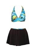 Athena Mod Turquoise Halter & Brown Skirted Bikini 12
