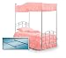 White Twin Princess Bed Frame & Canopy Frame with Pink Canopy Fabric Set