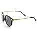 zeroUV Vintage Inspired Round Horned Rim P-3 Frame Retro Sunglasses (Shiny Black-Gold)