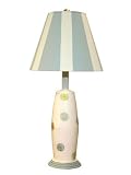 Ceramic Polka Dot Lamp with Striped Shade