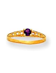 MadiK® Collection 14K Yellow Gold Genuine Amethyst Birthstone Baby Ring Size 3