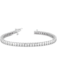 14KT White Gold Contemporary Diamond Tennis Bracelet featuring 51 Channel Set Round Brilliant Cut Diamonds in a High Polished Setting. 7 5/8 CTW
