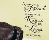 Vinyl Wall Sticker Art Inspirational Friendship Decal Friend Knows Loves FR11