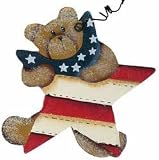 Teddy Bear Holding Americana Star Ornament