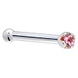 Solid 18KT White Gold 1.5mm Genuine Pink Sapphire Nose Bone - 18 Gauge