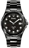 Bulova Marine Star Black Ion-plated Bracelet Black Dial Men's Watch #98D008