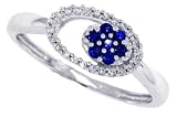 0.10Ct Genuine Sapphire Diamond Right Hand Ring in 14Kt White Gold