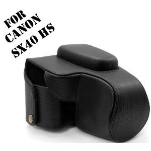 MegaGear Ever Ready Protective Black Leather Camera Case, Bag for Canon SX40 HS SX40HS