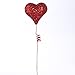Factory Direct Craft Group of 6 Red Tinsel Foam Heart on Twisted Wire Picks for Decorating, Valentines, and Events