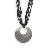 Glass Bead Necklace with Shell Pendant