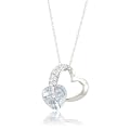 10k White Gold Heart Aquamarine Diamond Pendant Necklace (1/10 cttw, I-J Color, I2-3 Clarity), 18"