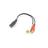 Y Adapter Audio Cable Gold 2 Male RCA to 1 Female 3.5mm