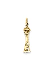 3-D Seattle Space Needle Charm in 14 Karat Yellow Gold