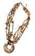 Twin Palm Brownlip Mother of Pearl Crosscut Shell Resin Brown Multistrand Necklace P3-A