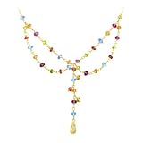 Willow Gold Elyra Multi Gemstone and Diamond 14k Yellow Gold Bib Handmade Necklace