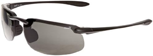 Brand X Safety X1 Series Safety Glasses with Adjustable Bridge and Bayonet Temples, Polarized Gray Lens, Matte Black Frame (Box of 10 Pairs)