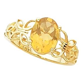 14K Yellow Gold Citrine Ring
