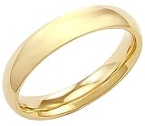 14k Solid Yellow Gold Plain Comfort Wedding Band Ring 4mm - Size 7 - 4...