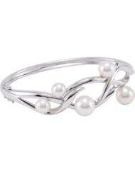 Sterling Silver 6.5-9.5mm/06.50 Inch Freshwater Cultured Pearl Bangle Bracelet