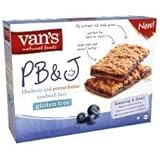 Van's, Gluten Free, Snack Bars, PB&J Blueberry & Peanut Butter Sandwich Bars, 7.05oz Box (Pack of 4)