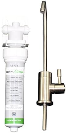 Kitchen Choice KC730-BRS Point of Use Drinking Faucet with Contemporary Round Body, Side Handle and Water Filtration System, Brushed Stainless