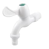 uxcell　水タップ　蛇口　浴室　ガーデン　白いプラスチックグリップ　6.35mmターン