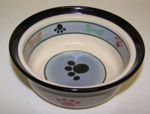 Vo-Toys Ceramic Bones n Paws Dog Bowl 8in