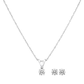 14k White Gold Diamond Pendant and Earrings Set (1 3 cttw, H Color, I2-I3... by