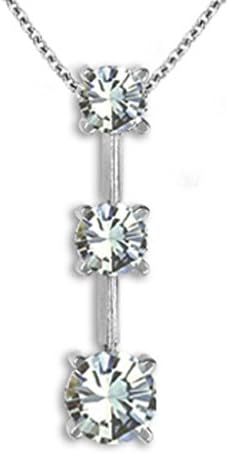 1.0 Carat I1 Diamond G-H Three Stone Charm Pendant 14K Yellow / White Gold Chain
