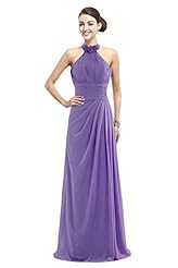 Belted Halter Cocktail Floor Length Chiffon High-Neck Club Dress/Homecoming Dress/Bridesmaid Dress/Prom Dress/Wedding Dress 