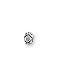 Iridescent CZ, Two-Stone Charm in Silver for 3mm Charm Bracelets