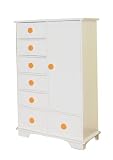 Berg Oslo Chiffarobe with 7 Drawers and 1 Large Door White/Orange