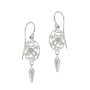 Sterling Silver Emerald Celtic Oval Drop Earrings