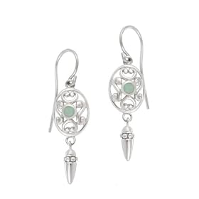 Buy Sterling Silver May Birthstone Oval Celtic w Genuine Emerald Center Drop Earrings by Amazon.com Collection