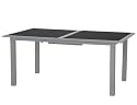 Siena Garden 431274 Delano Tisch 170/220 x 100 Gestell, Alu silber Glasplatte schwarz