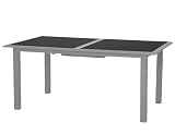 Siena Garden 431274 Delano Tisch 170/220 x 100 Gestell, Alu silber Glasplatte schwarz