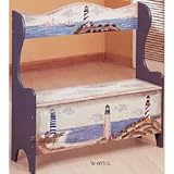  : Hand Painted Lighthouse Toy Box Bench