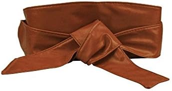 Womens Soft PU Faux Leather Self Tie Bow Wrap Around OBI Waist Band Boho Belt Color: Camel